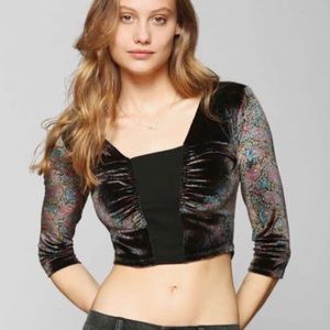 Ecoté Velvet Paisley Crop Top